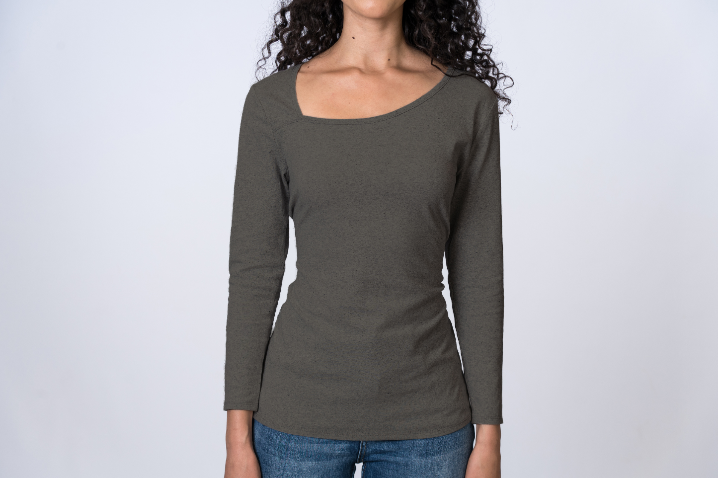 Load image into Gallery viewer, Asymmetric Neck Long Sleeve Shirt
